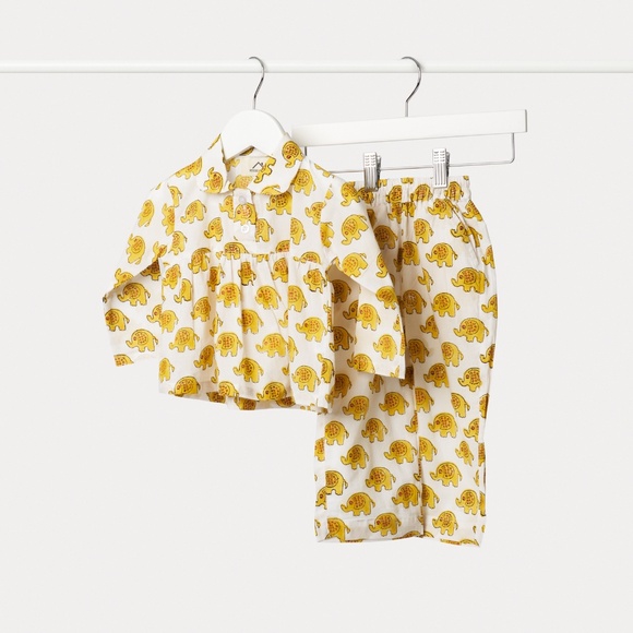 Kids 100% Cotton Pajama Set | Hand Block Print | 18M–6Y | Sensitive Skin Safe - Picture 3 of 3